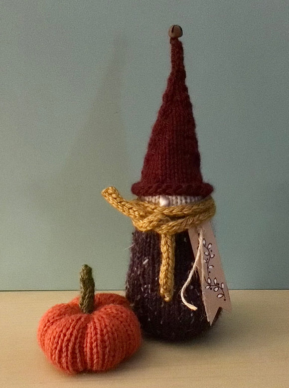 Fall Gnome and pumpkin (gold scarf)