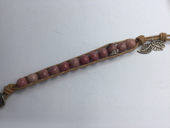 Pink Sunstone bead bracelet