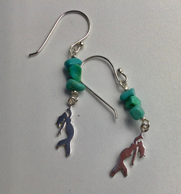 Turquoise / Silver Mermaid Earrings