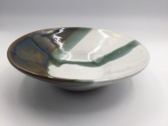 White /Green/Brown Pottery Bowl