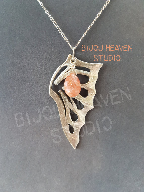 Butterfly Wing with Sunstone drop