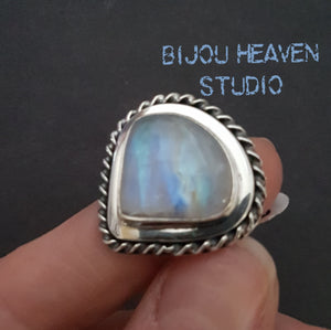Triangle Moonstone ring