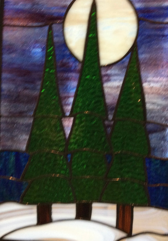 3 Pine Trees & Moon