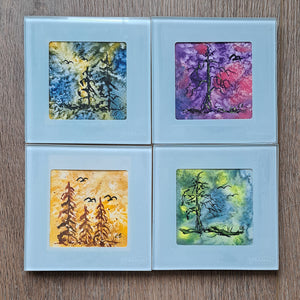 Mini Landscapes, set of 4 paintings/coasters