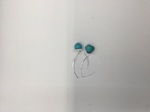 Large Turquoise Silver Acorn Earrings