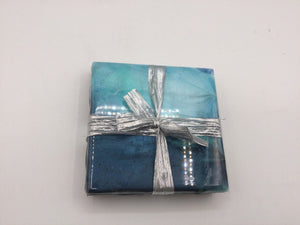 Set of two blue coasters