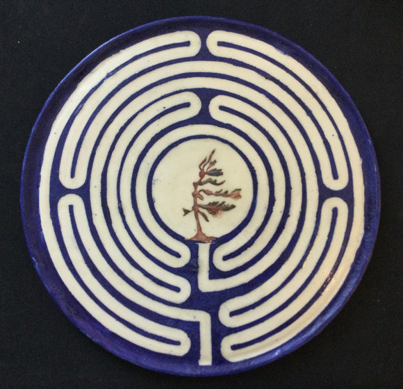 Canadian Labyrinth Plate Blue – The Lawrence House Centre for the Arts