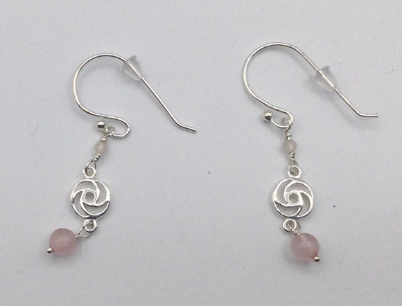Rose Quartz Small Rose Motif Earrings