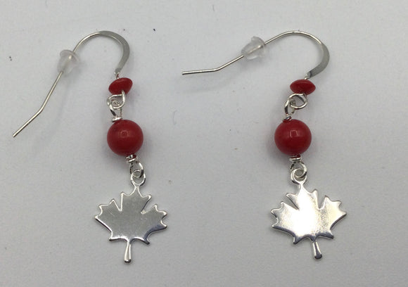 Solid Silver Maple Leaf Earrings