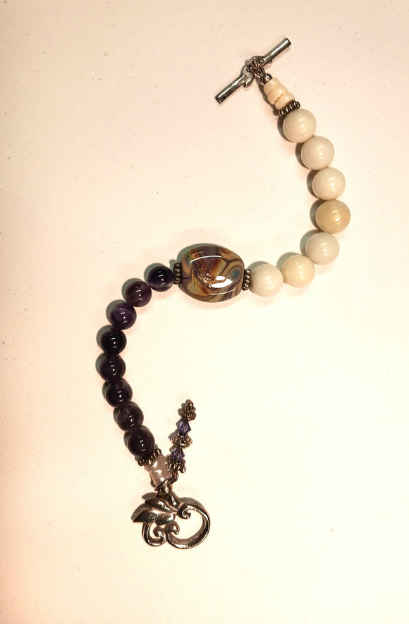 Ivory jade, Swarovski bracelet