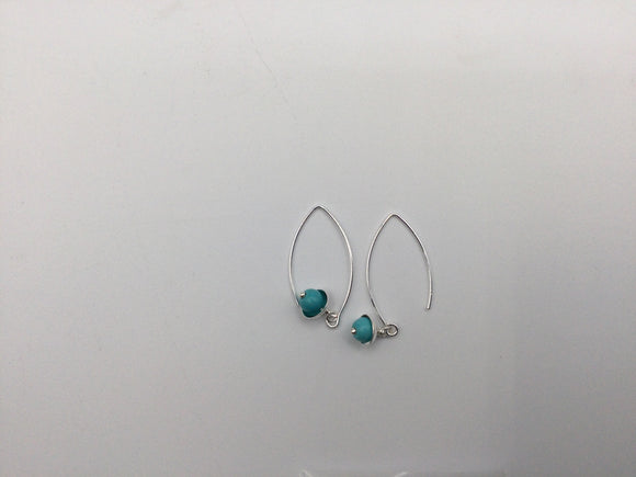 Small Turquoise Silver Acorn Earrings