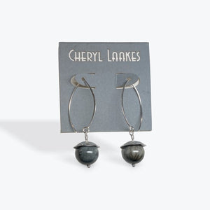 Cat's Eye Very Large Silver Acorn Earrings