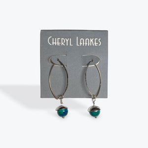 Chrysocolla Medium Silver Acorn Earrings