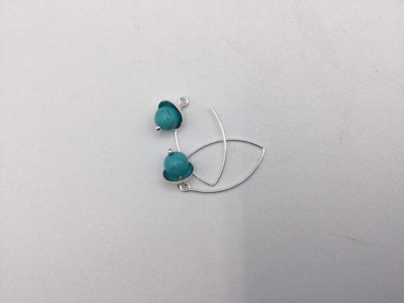 Medium Turquoise Silver Acorn Earrings