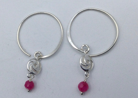 Fuchsia Agate Small Rose Earring