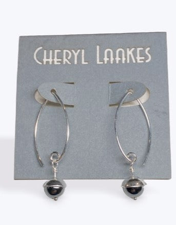 Hematite Small Silver Acorn Earrings