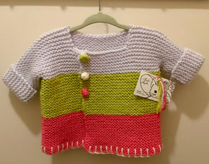 Lavender, green, pink baby cardigan