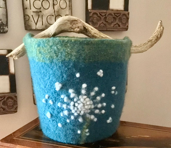 Wool Vessel and Driftwood teal