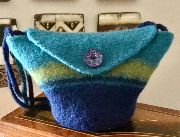 Wool Handbag teal moss navy