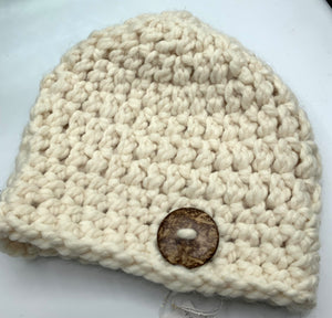 Button Beanie- cream