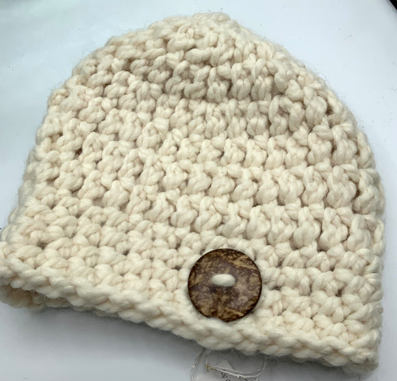 Button Beanie- cream