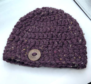 Button beanie-plum