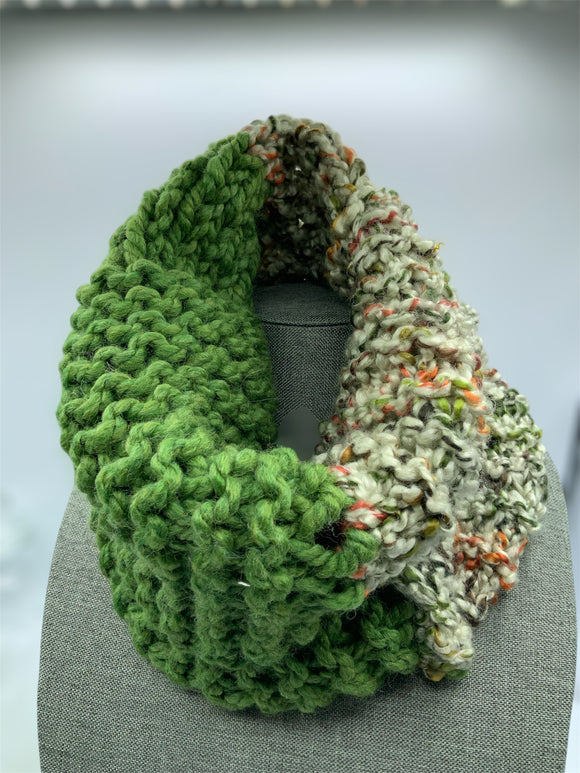 Chunky melange cowl, green mix