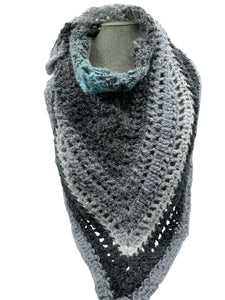 Triangle shawlette, scarf, blue tones