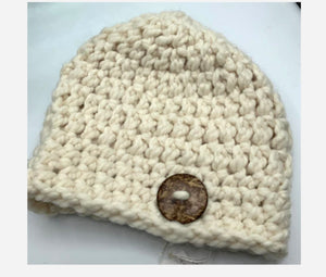 Button beanie- cream colour