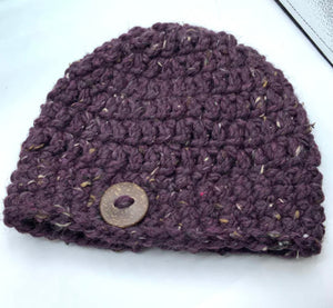 Button Beanie-plum colour