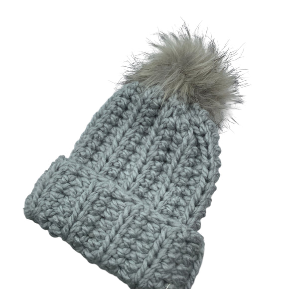 Baby Pom hat-grey cuffed