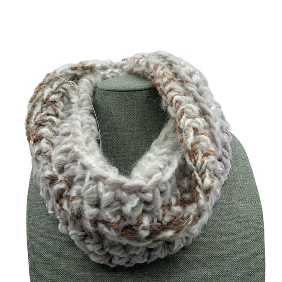 Chunky crocheted cowl-grey/tan mix