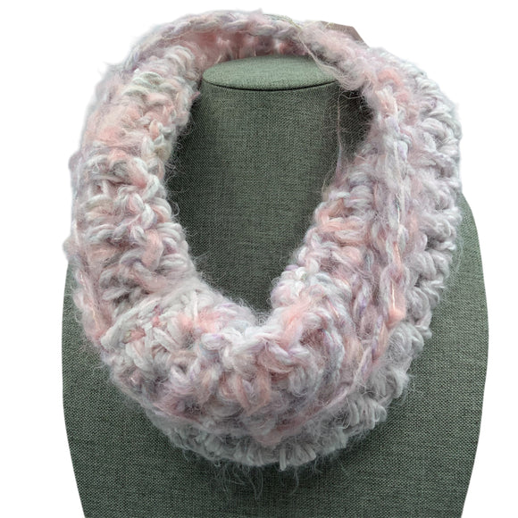 Chunky crocheted cowl- pink mix