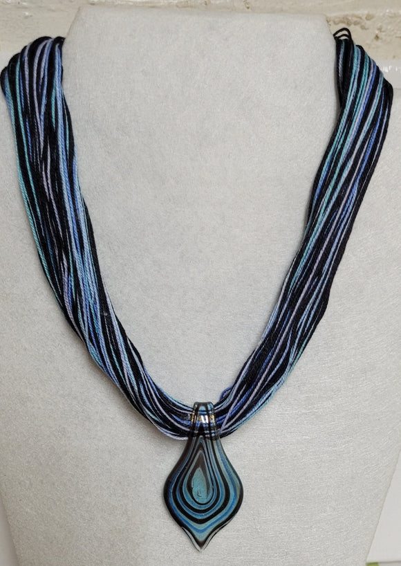 Multicord Blues necklace with glass pendant