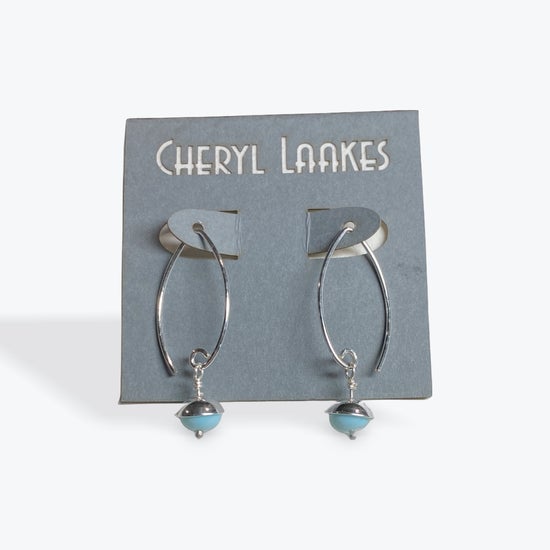 Peruvian Blue Opal Small Silver Acorn Earrings