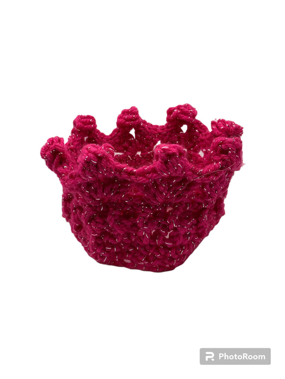Glitter crocheted crown, pink