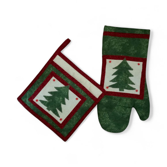 Oven mitt, potholder set