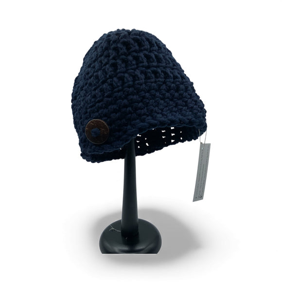 Button Beanie-navy