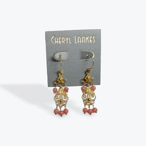 Salmon Jade Bali Vermeil Chandelier Earrings