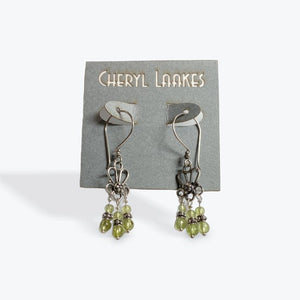 Peridot Bali Silver Flower Chandelier Earrings