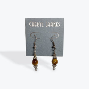 Tiger Eye and Bali Silver Stacked Earrings