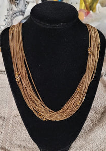 Multistrand antique gold chains with crystal accents