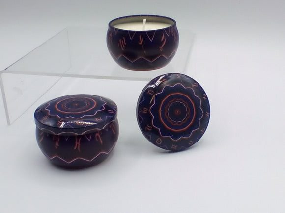 Wild mint & Lime candle 2.5 oz purple with circles