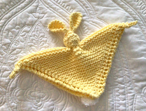 Yellow hand knit Huggy Bunny