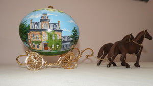 Painted Ostrich Egg of The Gurd House - front & back
