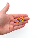 Golden Floral Polymer Clay Stud Earrings