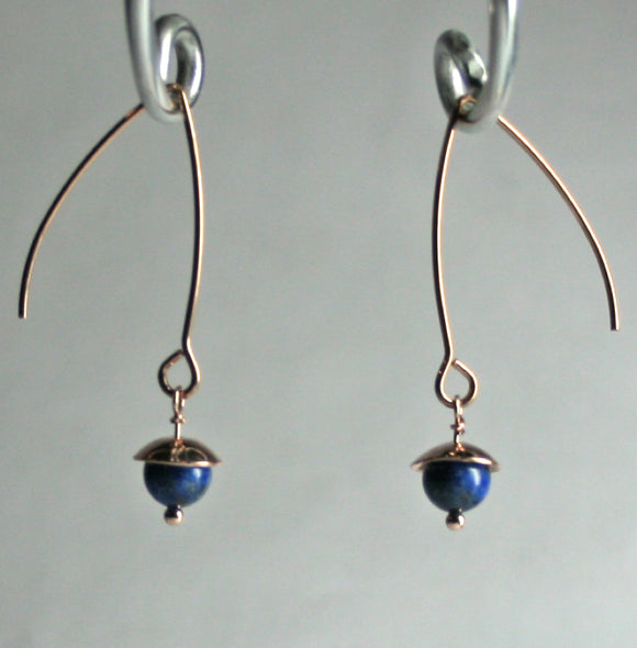 Lapis Lazuli Small Rose Gold Acorn Earrings