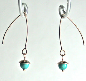 Turquoise Jade Small Rose Gold Acorn Earrings