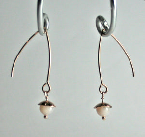 Pale Pink Opal Small Rose Gold Acorn Earrings