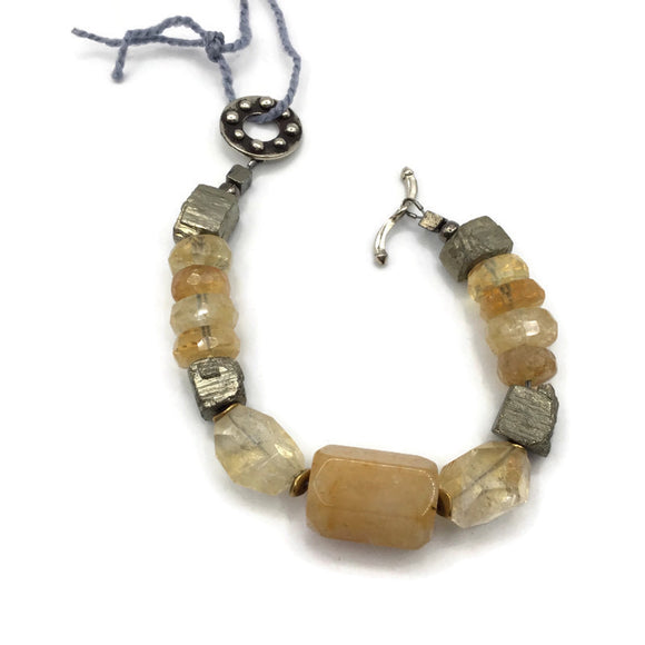 Citrine, pyrite & yellow jade bracelet